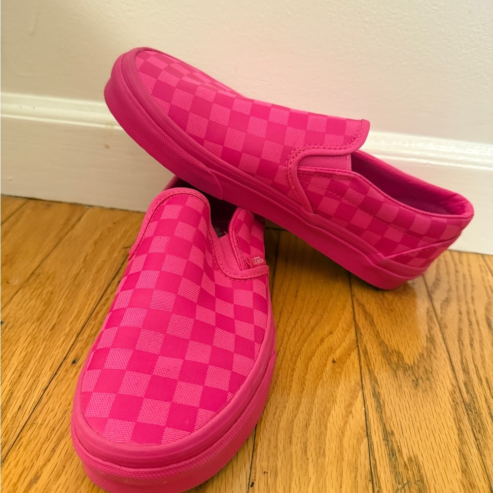 Vans Hot Pink Checkered Slip-On Sneakers